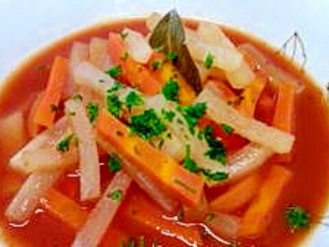 大根とにんじんのトマトスープ